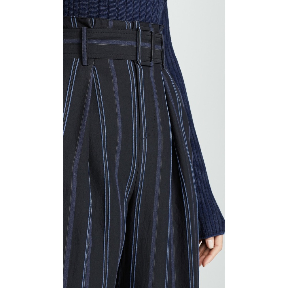 NWT Vince Dobby Stripe Belted Wide-Leg Pants in Indigo‎ High Rise Size 6 $385 - Picture 5 of 16